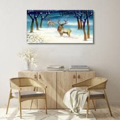 COLORAY.CZ Obraz na plátně Zimní sníh jelen strom 120x60 cm