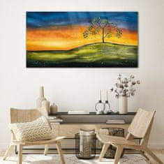 COLORAY.CZ Obraz na skle Louka Sky Sunset 120x60 cm