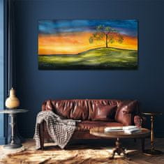 COLORAY.CZ Obraz na skle Louka Sky Sunset 120x60 cm