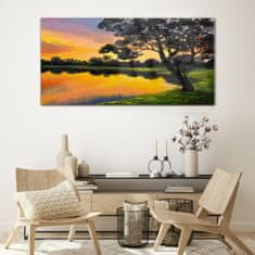 COLORAY.CZ Obraz na skle Lake Forest Sunset 120x60 cm