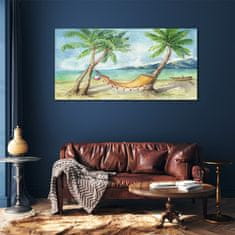 COLORAY.CZ Obraz na skle Beach Palm Sea Hammock 120x60 cm