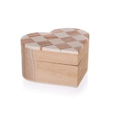 eoshop HOME DECOR Krabička dřevěná CHESS 10,7x10 x 6 cm, srdce, sada 4 ks