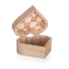 eoshop HOME DECOR Krabička dřevěná CHESS 10,7x10 x 6 cm, srdce, sada 4 ks