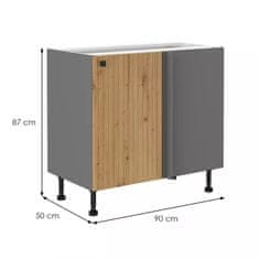 Veneti Prodloužená rohová skříňka NOMIN - šířka 105 cm, dub artisan / antracit