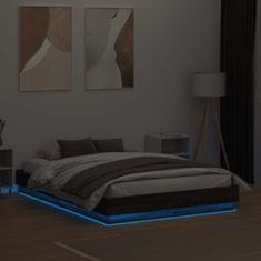Petromila Rám postele s LED osvětlením hnědý dub 140 x 190 cm