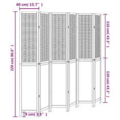 Vidaxl Paraván 6dílný tmavě hnědý masivní dřevo pavlovnie