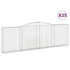 Vidaxl Klenuté gabionové koše 25ks 400x30x120/140cm pozinkované železo