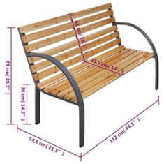 Vidaxl Zahradní lavice 112 cm masivní jedlové dřevo