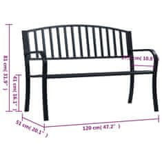 Petromila Zahradní lavice černá 120 cm ocel