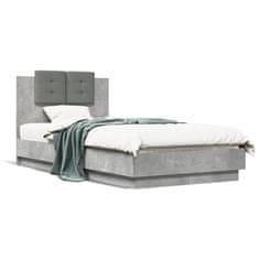 shumee Rám postele s čelem betonově šedý 90 x 190 cm kompozitní dřevo