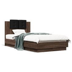 shumee Rám postele s čelem hnědý dub 90 x 190 cm kompozitní dřevo