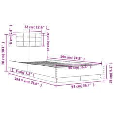 Petromila Rám postele s čelem hnědý dub 90 x 190 cm kompozitní dřevo