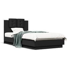 shumee Rám postele s čelem černý 75 x 190 cm kompozitní dřevo