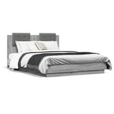 shumee Rám postele s čelem a LED osvětlením šedý sonoma 135 x 190 cm