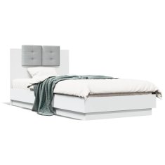 shumee Rám postele s čelem a LED osvětlením bílý 90 x 190 cm