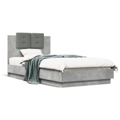 shumee Rám postele s čelem a LED osvětlením betonově šedý 90 x 190 cm