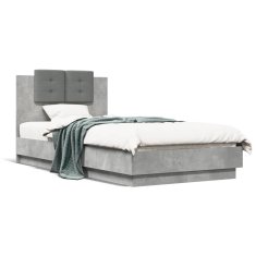 shumee Rám postele s čelem a LED osvětlením betonově šedý 75 x 190 cm