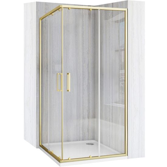 BPS-koupelny Čtvercový sprchový kout REA City 90x90 zlatá + sprchová vanička Savoy bílá