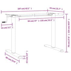 Vidaxl Rám stojacího stolu černý (94–135) x 60 x (70–114) cm ocel