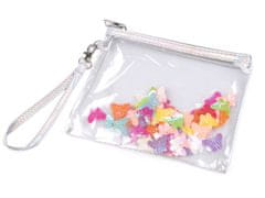 Pouzdro / kosmetická taška s přesýpacími flitry 14,5x17 cm - multikolor motýl