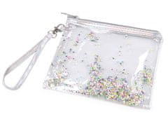 Pouzdro / kosmetická taška s přesýpacími flitry 14,5x17 cm - multikolor