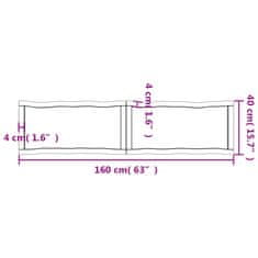 Vidaxl Stolní deska 160x40x(2-4)cm neošetřený masivní dřevo živá hrana