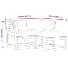 Vidaxl 3dílná zahradní sedací souprava podušky voskově hnědá borovice
