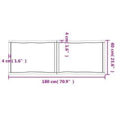 Vidaxl Stolní deska tmavě hnědá 180x60x(2-4)cm ošetřený dub živá hrana