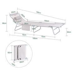 SoBuy SoBuy OGS35-MI Zahradní lehátko Relaxční lehátko s bočním kapesním lehátkem skládací plážové lehátko Béžové