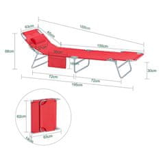 SoBuy SoBuy OGS35-R zahradní lehátko relaxační lehátko se sklopným bočním lehátkem