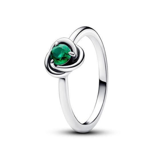 Pandora Stříbrný prsten se zeleným krystalem Květnový měsíční kámen 192993C05