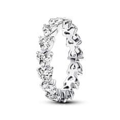 Pandora Třpytivý stříbrný prsten Row of Hearts Timeless 193103C01 (Obvod 52 mm)