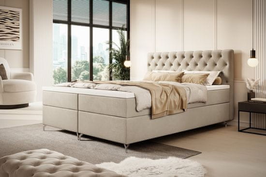 Veneti Čalouněná postel 180x200 ADRIA COMFORT s úložným prostorem - béžová