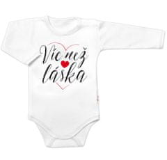 Baby Nellys Vtipné body pro miminko, dlouhý rukáv, Víc než láska, bílé, vel. 68