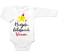 Baby Nellys Originální body dlouhý rukáv Hvězda letošních Vánoc, bílé, vel. 68