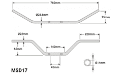 SEFIS MSD17 řídítka 28,6mm Suzuki GSX-S750 2017+ - Barva řidítek : Lesklá černá