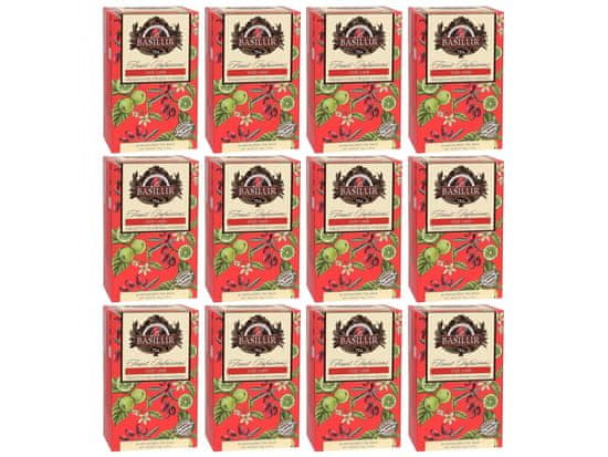 Basilur BASILUR Fruit Infusions - Ovocný čaj bez kofeinu s přírodním aroma goji, limetky a citrusů, v sáčcích 20 x 2 g x12