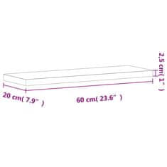 Vidaxl Nástěnná police 60 x 20 x 2,5 cm masivní bukové dřevo