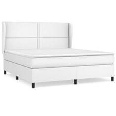 Vidaxl Box spring postel s matrací bílá 180x200 cm umělá kůže