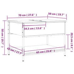 Vidaxl Konferenční stolek kouřový dub 70 x 50 x 50 cm kompozit a kov