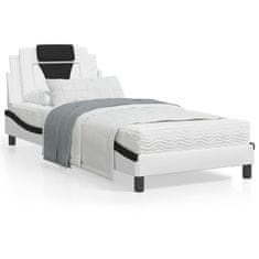 shumee Rám postele s LED osvětlením bílý a černý 90x200 cm umělá kůže