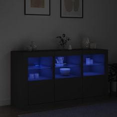 Vidaxl Příborník s LED osvětlením černý 123 x 37 x 67 cm