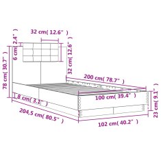 Petromila Rám postele s čelem šedý sonoma 100 x 200 cm kompozitní dřevo