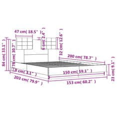 Petromila Rám postele s čelem hnědý dub 150 x 200 cm kompozitní dřevo