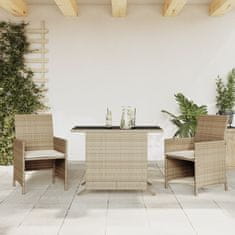 Greatstore 3dílný bistro set s poduškami béžový polyratan