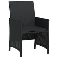 Vidaxl 3dílný bistro set s poduškami černý polyratan