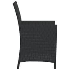 Greatstore 3dílný bistro set s poduškami černý polyratan