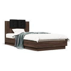 shumee Rám postele s čelem hnědý dub 100 x 200 cm kompozitní dřevo