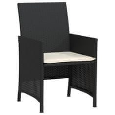 Vidaxl 3dílný bistro set s poduškami černý polyratan