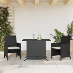 Greatstore 3dílný bistro set s poduškami černý polyratan